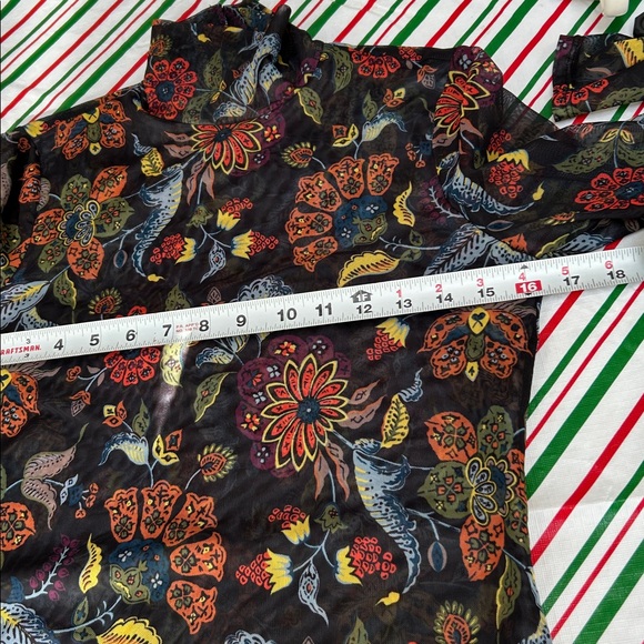cinq à sept floral mesh mock neck long sleeve top size small - Picture 10 of 12
